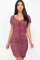 Nocturne Front Lace Up Ruched Mini Dress SALE