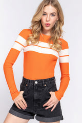 Long Sleeve Stripe Rib Sweater SALE