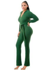 Monroe Soft Knit Hooded Jumpsuit - Green SALE