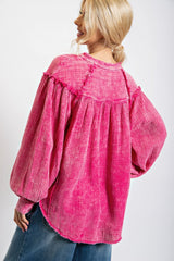 Relaxed Fit Frayed Hem Cotton Gauze Tunic Simmer & Fay