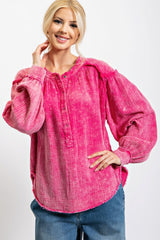 Relaxed Fit Frayed Hem Cotton Gauze Tunic Simmer & Fay
