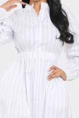 Long Sleeve Striped Casual Shirt Mini Dress SALE