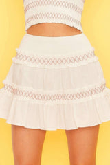 Waist Smocking Ruffle And Shirring Mini Skirt Simmer & Fay