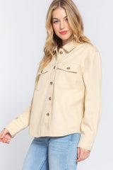 Chic Button Down Cotton Denim Shacket Simmer & Fay
