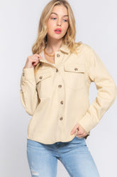 Chic Button Down Cotton Denim Shacket Simmer & Fay