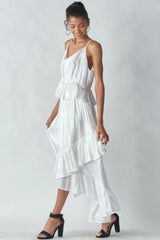 Boho Maxi Dress - Ruffled Asymmetrical Hem Simmer & Fay