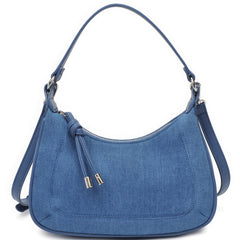 Blue Denim Crossbody Shoulder Bag with Accent Tassels Simmer & Fay Denim