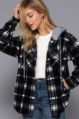 Plaid Print Hoodie Fleece Jacket Simmer & Fay