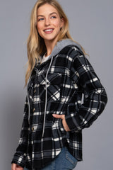Plaid Print Hoodie Fleece Jacket Simmer & Fay
