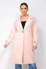 Blush Pink Longline Lapel Collar Woven Coat Simmer & Fay