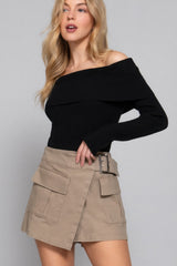Khaki Waist Belted Cargo Skort Simmer & Fay