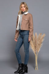 Cocoa Button Closure Sherpa-lined Twill Jacket Simmer & Fay