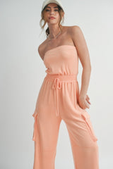 Tube Top Jumpsuit Romper in Peach Simmer & Fay