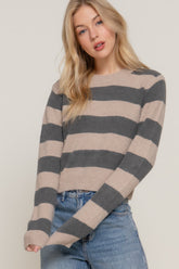 Long Sleeve Crew Neck Stripe Sweater Simmer & Fay