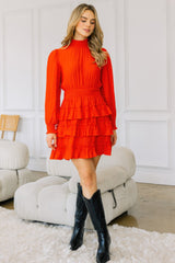 Long Sleeve Smocked Neck Tiered Ruffle Mini Dress Simmer & Fay