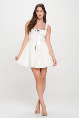Front Ribbon Tie Bustier Dress in White Simmer & Fay