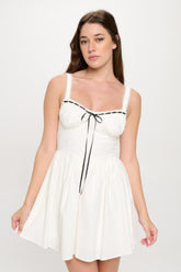 Front Ribbon Tie Bustier Dress in White Simmer & Fay S