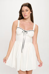 Front Ribbon Tie Bustier Dress in White Simmer & Fay S