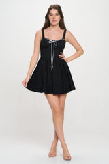 Front Ribbon Tie Bustier Dress in Black Simmer & Fay