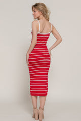 Straight Neck Stripe Spring Midi Sweater Dress Simmer & Fay