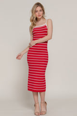Straight Neck Stripe Spring Midi Sweater Dress Simmer & Fay