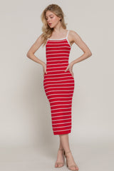 Straight Neck Stripe Spring Midi Sweater Dress Simmer & Fay S