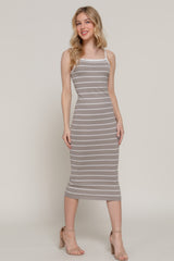 Straight Neck Stripe Spring Midi Sweater Dress Simmer & Fay