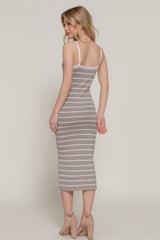 Straight Neck Stripe Spring Midi Sweater Dress Simmer & Fay