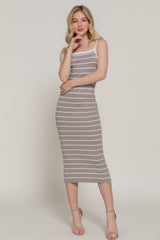 Straight Neck Stripe Spring Midi Sweater Dress Simmer & Fay