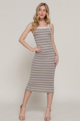 Straight Neck Stripe Spring Midi Sweater Dress Simmer & Fay S