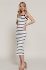 Straight Neck Stripe Spring Midi Sweater Dress Simmer & Fay