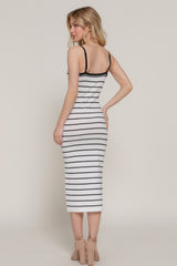 Straight Neck Stripe Spring Midi Sweater Dress Simmer & Fay