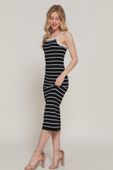 Straight Neck Stripe Spring Midi Sweater Dress Simmer & Fay