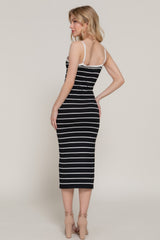 Straight Neck Stripe Spring Midi Sweater Dress Simmer & Fay