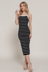 Straight Neck Stripe Spring Midi Sweater Dress Simmer & Fay S
