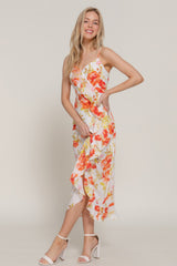 Floral Print Ruffle Slip Midi Dress Simmer & Fay