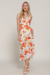 Floral Print Ruffle Slip Midi Dress Simmer & Fay
