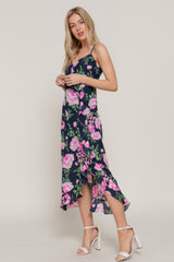 Floral Print Ruffle Slip Midi Dress Simmer & Fay