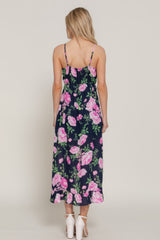 Floral Print Ruffle Slip Midi Dress Simmer & Fay