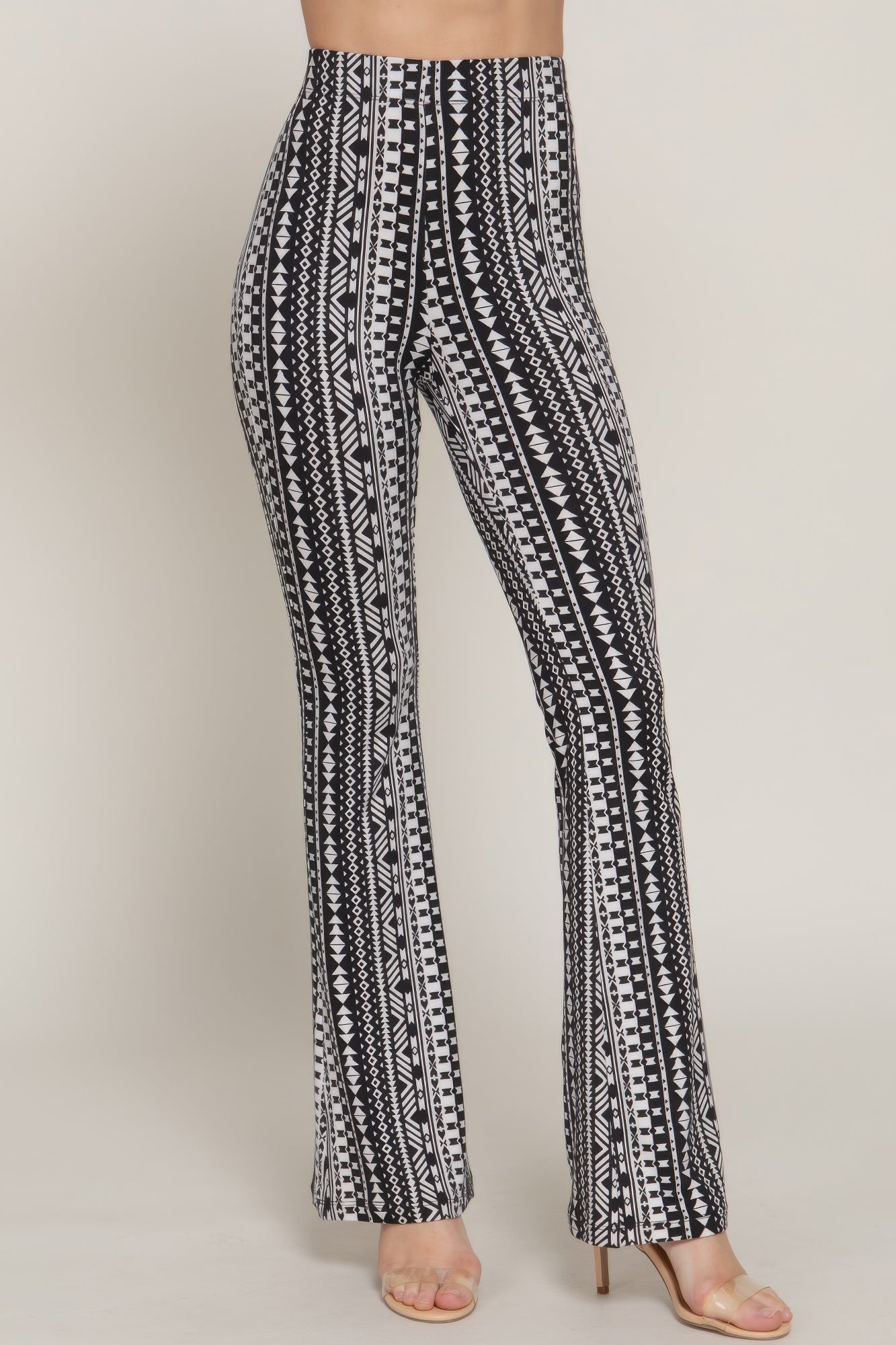 Waist Elastic Slim Flare Print Pants Simmer & Fay S
