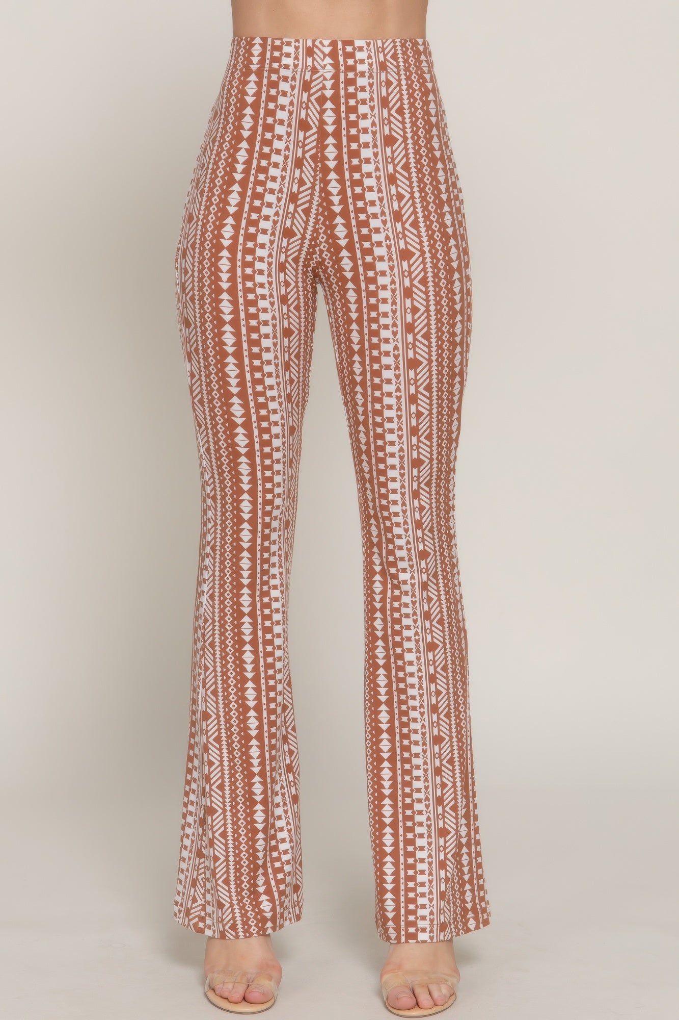 Waist Elastic Slim Flare Print Pants Simmer & Fay S