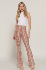 Waist Elastic Slim Flare Print Pants Simmer & Fay