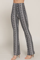 Waist Elastic Slim Flare Print Pants Simmer & Fay