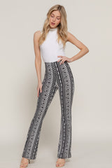 Waist Elastic Slim Flare Print Pants Simmer & Fay