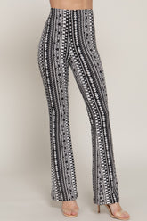 Waist Elastic Slim Flare Print Pants Simmer & Fay S