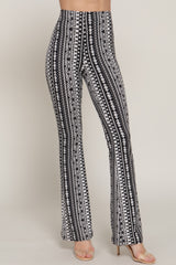 Waist Elastic Slim Flare Print Pants Simmer & Fay S