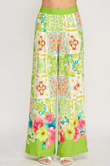 Printed Wide Leg Pants With Elastic Back Simmer & Fay S