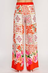 Printed Wide Leg Pants With Elastic Back Simmer & Fay