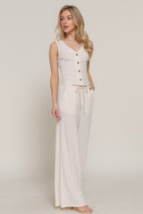 Button Closure Vest & Long Pants Set in Ivory Simmer & Fay