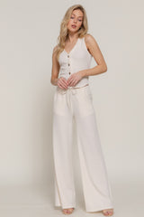 Button Closure Vest & Long Pants Set in Ivory Simmer & Fay